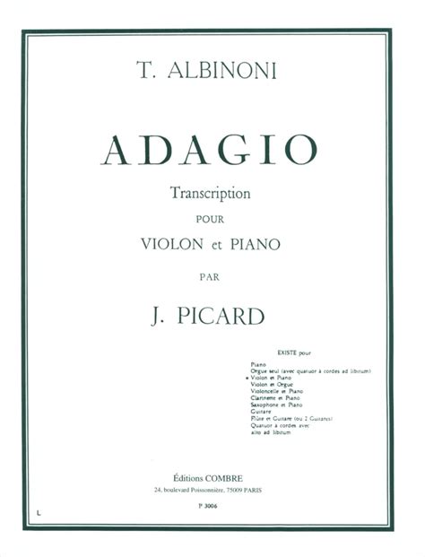 Adagio Von Tomaso Albinoni Im Stretta Noten Shop Kaufen