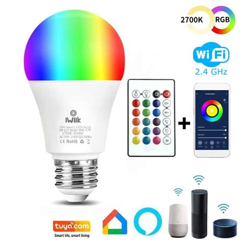 Lámpara LED E27 A60 10W RGB CCT Smart WiFi TUYA control por Alexa