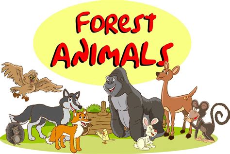 Ilustração Em Vetor De Desenhos Animados De Animais Da Floresta