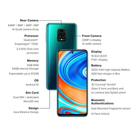 Redmi Note 9 Pro Max Aurora Blue 6gb Ram 64gb Storage