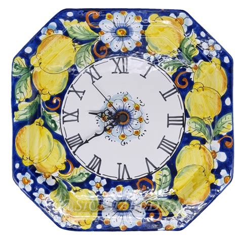 Orologio Da Parete Cm Ottagonale In Ceramica Di Caltagirone