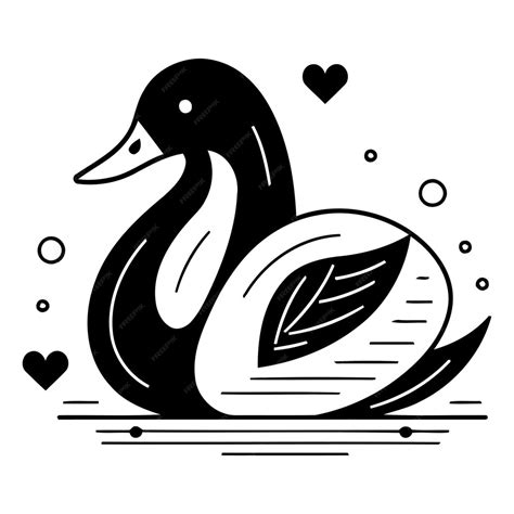 Premium Vector Black And White Vector Illustration Of A Duck On A