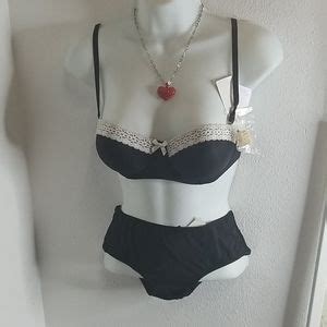 Affinitas Intimates Sleepwear Bra Panty Set Black Poshmark