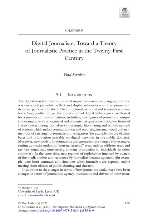 Pdf Digital Journalism Toward A Theory Of Journalistic Practice In