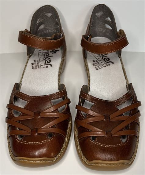 Rieker Antistress Fisherman Brown Leather Sandals Wom Gem