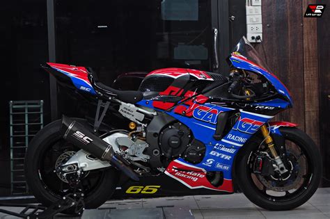 Vr Wrap Yamaha R1m ติดตั้งสติ๊กเกอร์ Kit ลวดลายรถแข่งทีม Facebook