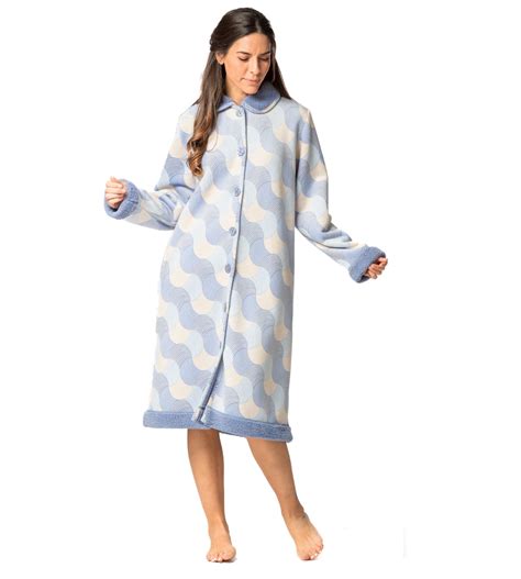 Robe de chambre boutonnée Femme Velours Bleu ciel Egatex