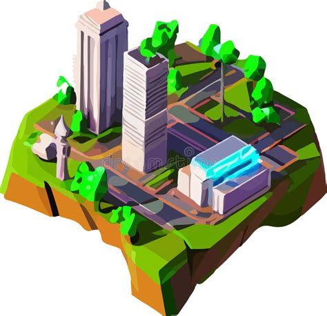 Vector Isometric Low Poly City Stock Vector Illustration Of City