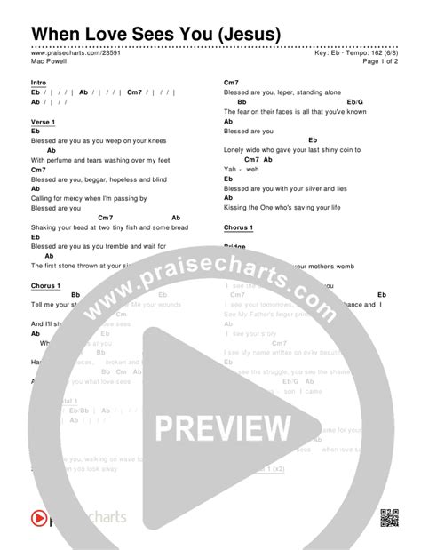 When Love Sees You (Jesus) Chords PDF (Mac Powell) - PraiseCharts