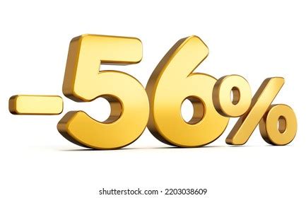 Gold Digit Fifty Six With Percent Sign Isolated On White D