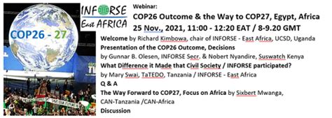 Webinar Climate Cop26 Outcome And The Way To Cop27 In Egypt Africa