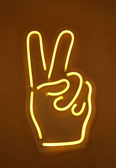 Yellow Neon Peace Sign Ubicaciondepersonascdmxgobmx