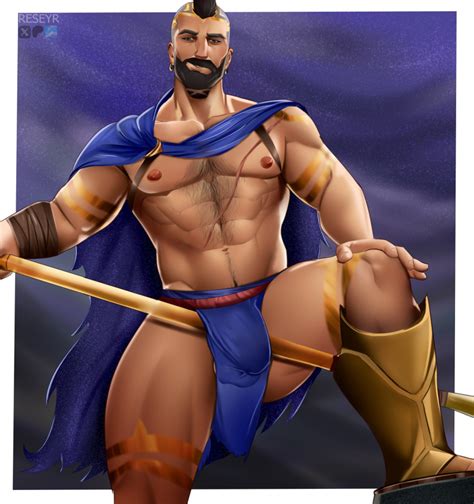 Rule 34 Abs Atreus League Of Legends Balls Under Clothes Bara Beard Biceps Big Bulge Bulge