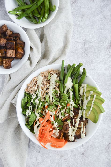 Seared Tofu Buddha Bowl With Tahini Dressing