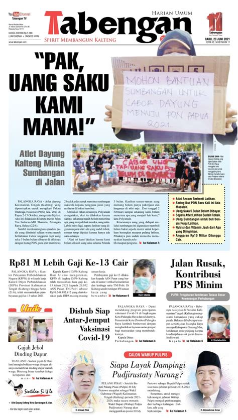 Koran Harian Umum Tabengan Edisi 23 Juni 2021