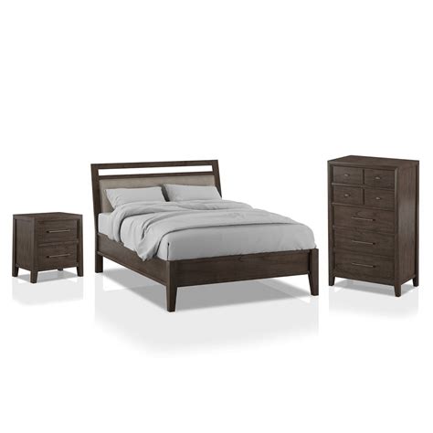 Foa Hamson Piece Gray Wood Bedroom Set Queen Nightstand Chest