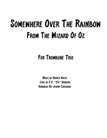 Over The Rainbow From The Wizard Of Oz Arr Jeremy Corcoran Sheet