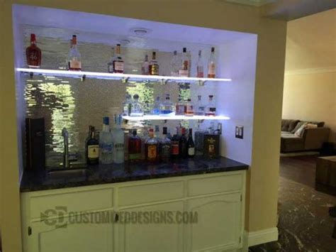 LED Shelving W Mirror Tile Backsplash Home Bar Ideas Products Ideas