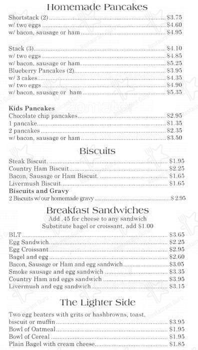 Menu at Americana Restaurant, Matthews, Matthews-Mint Hill Rd