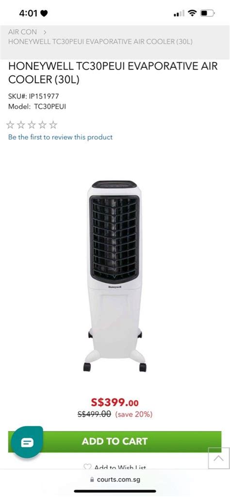 Honeywell Tc Peui Evaporative Air Cooler L Furniture Home