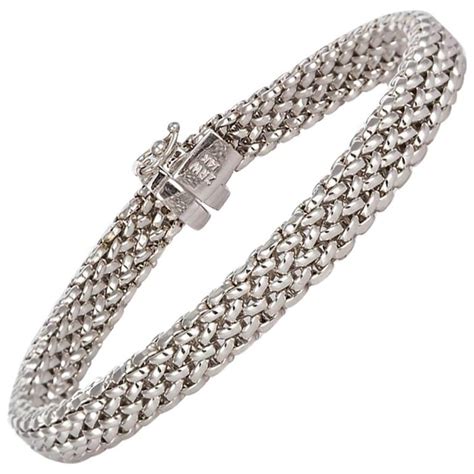 14 Karat White Gold Braided Ladies Bracelet At 1stdibs