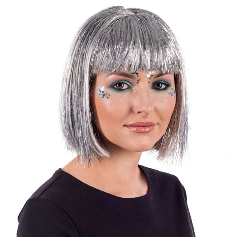 Deluxe Silver Glitter Bob Wig