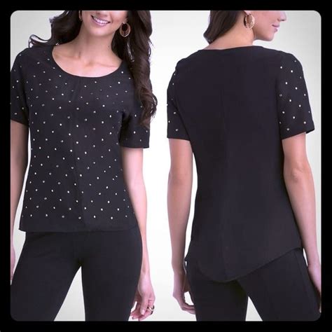 Nwt Kardashian Kollection Womens Black Studded Top