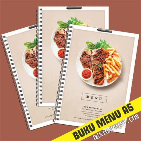 Jual Cetak Buku Menu Restoran Ukuran A5 Jilid Spiral Bisa SATUAN