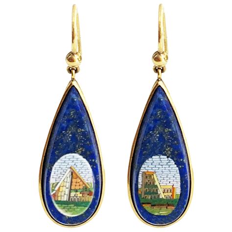 19th Century Micromosaic Gold Urn Earrings Vatican Hallmark At 1stdibs