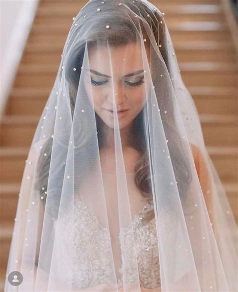 Veil Single Layer Veil Pearl Wedding Veil Wedding Veil Chapel Etsy