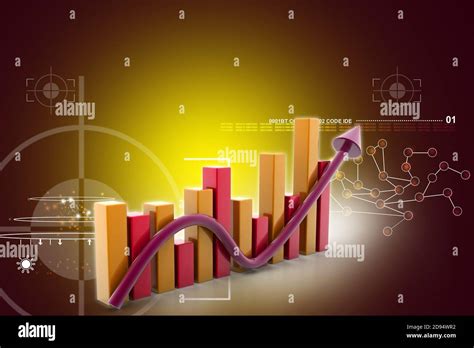 Digital Illustration Of Business Graph With Arrow Showing Growth And