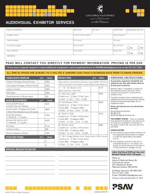 Fillable Online Exhibit Order BFormb PSAV Fax Email Print PdfFiller