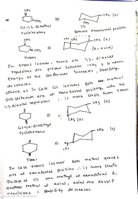 Solved Conformations Of Cycloalkanes Cis Trans Isomerism Explain