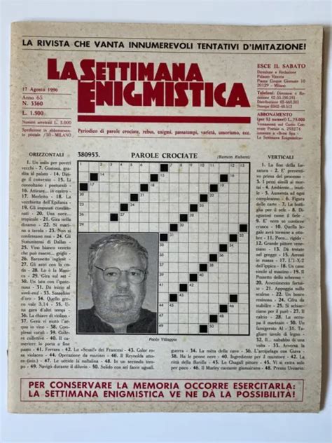 La Settimana Enigmistica Paolo Villaggio Rivista Anno N