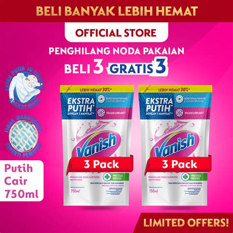 Jual Vanish White Cair Refill 750 Ml X 6 Penghilang Noda Pakaian