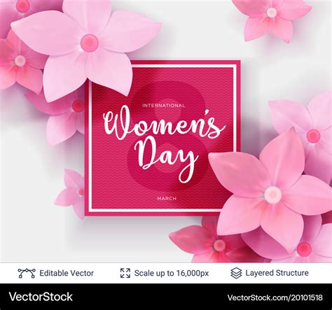 Greeting Card For International Women Day Vector Image