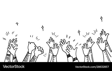 Doodle Hands Uphands Clapping Applause Gestures Vector Image