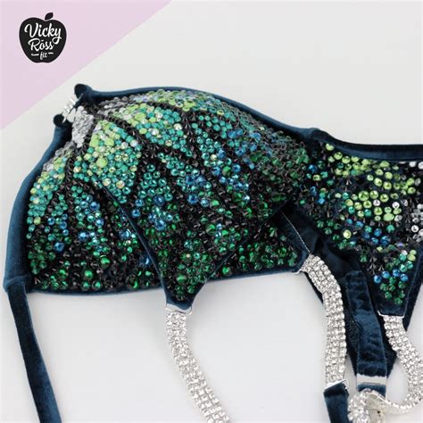 Teal Crystal Fitness Competition Bikini Under The Sea Vicky Ross Fit