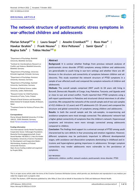 Pdf The Network Structure Of Posttraumatic Stress Symptoms In War