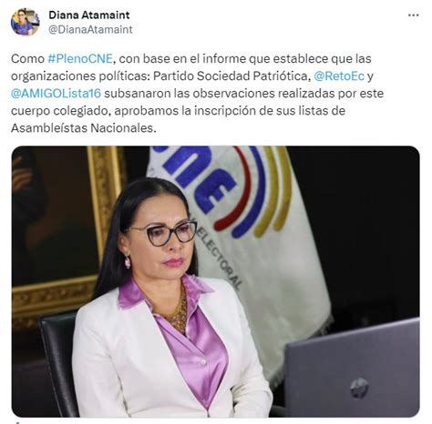 Ecuadorinmediato On Twitter Urgente Presidenta Del Cnegobec