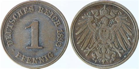 Deutschland 1 Pfennig 1893 F Kaiserreich Ss MA Shops