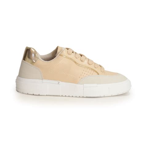 Tênis Sua Cia Nude Detalhe Metalizado Dourado