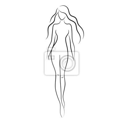 Silhouette Of Beautiful Nude Woman Vector Illustration Fashion Wall