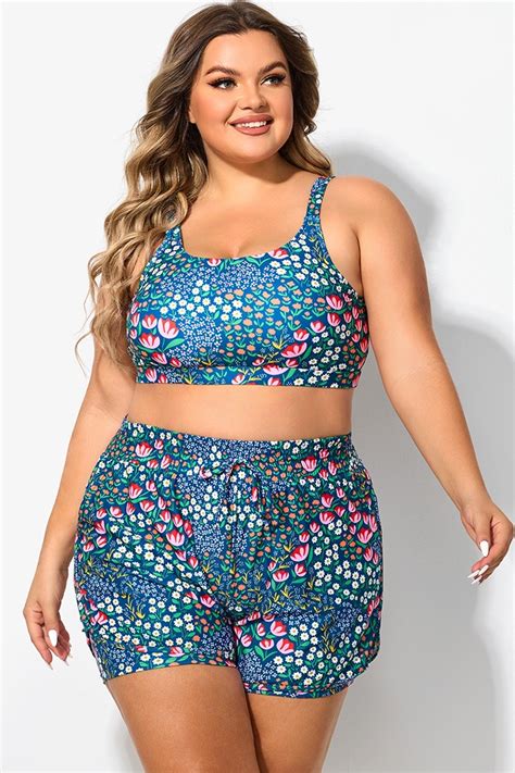 Floral Print Wide Strap Women Bikini Top Meet Curve Meet Curve