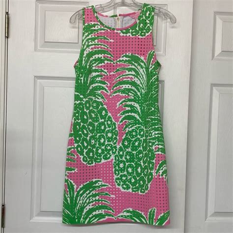 Lilly Pulitzer Perla Pineapple Laser Cut Shift Dress Gem