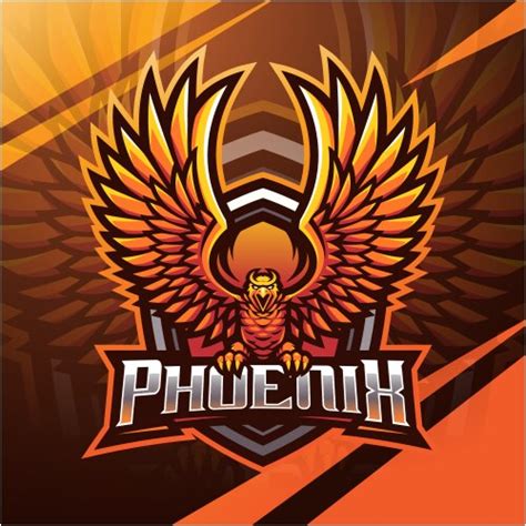 Phoenix Bird Mascot Esport Logo Design Royalty Free Vector