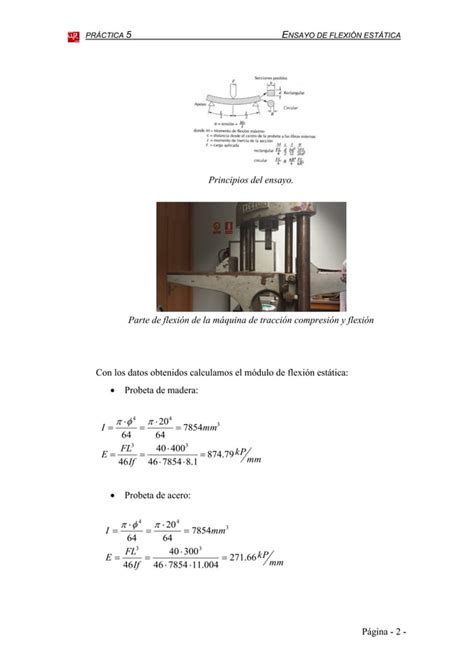 Práctica 5 ensayo de flexión estática PDF