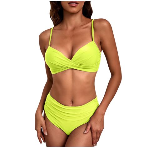 Fmbrln Womens Two Piece Swimsuit Sexy Solid Color Bikini Sets Adjustable Strap Bathing Suit