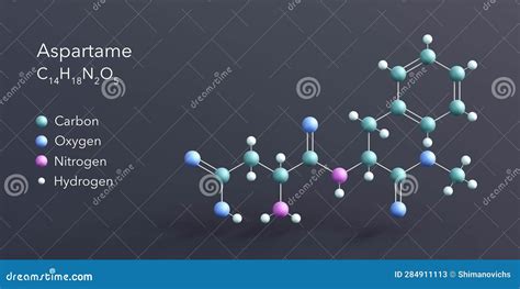 Aspartame Molecule 3d Rendering Flat Molecular Structure With Chemical