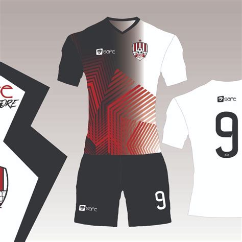 DiseÑos De Uniformes De Futbol Blancos Con Rojo Y Negro Camisa De